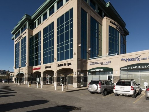 Retail space in Calgary, exterior and architecture of the Crowfoot Business Centre.